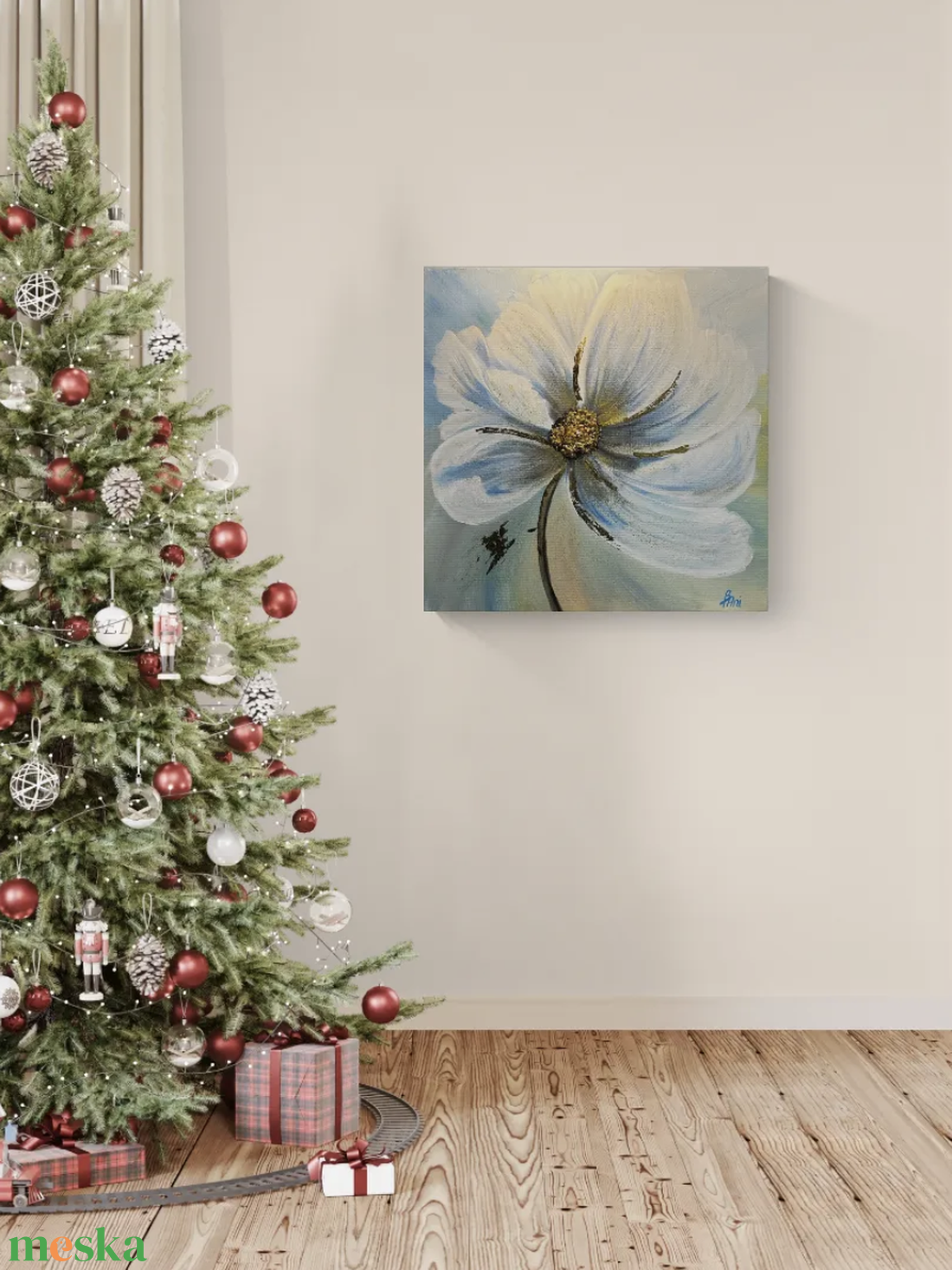 Golden petal glow - művészet - festmény - akril - Meska.hu