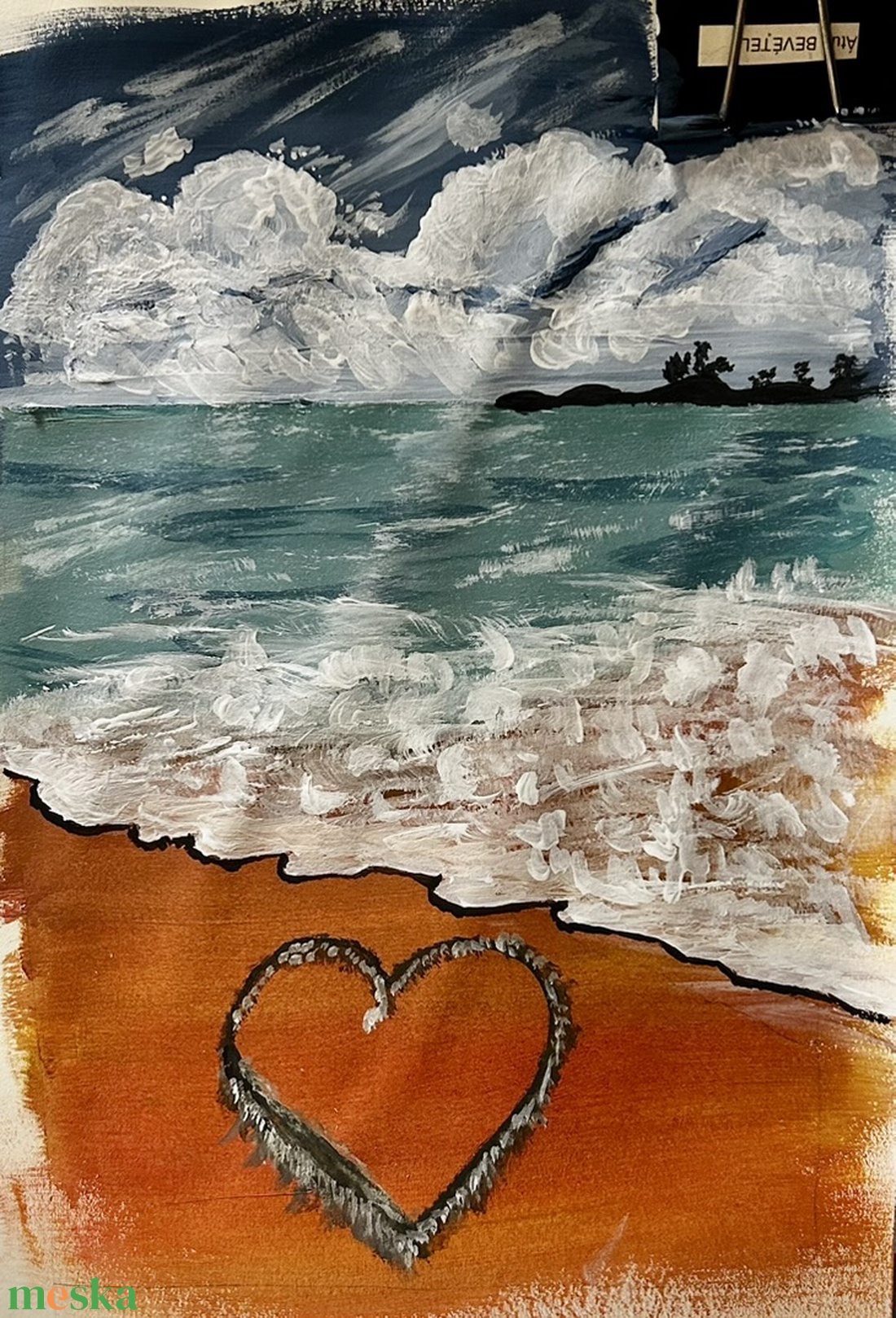 A szív nyoma a parton - művészet - festmény - akril - Meska.hu
