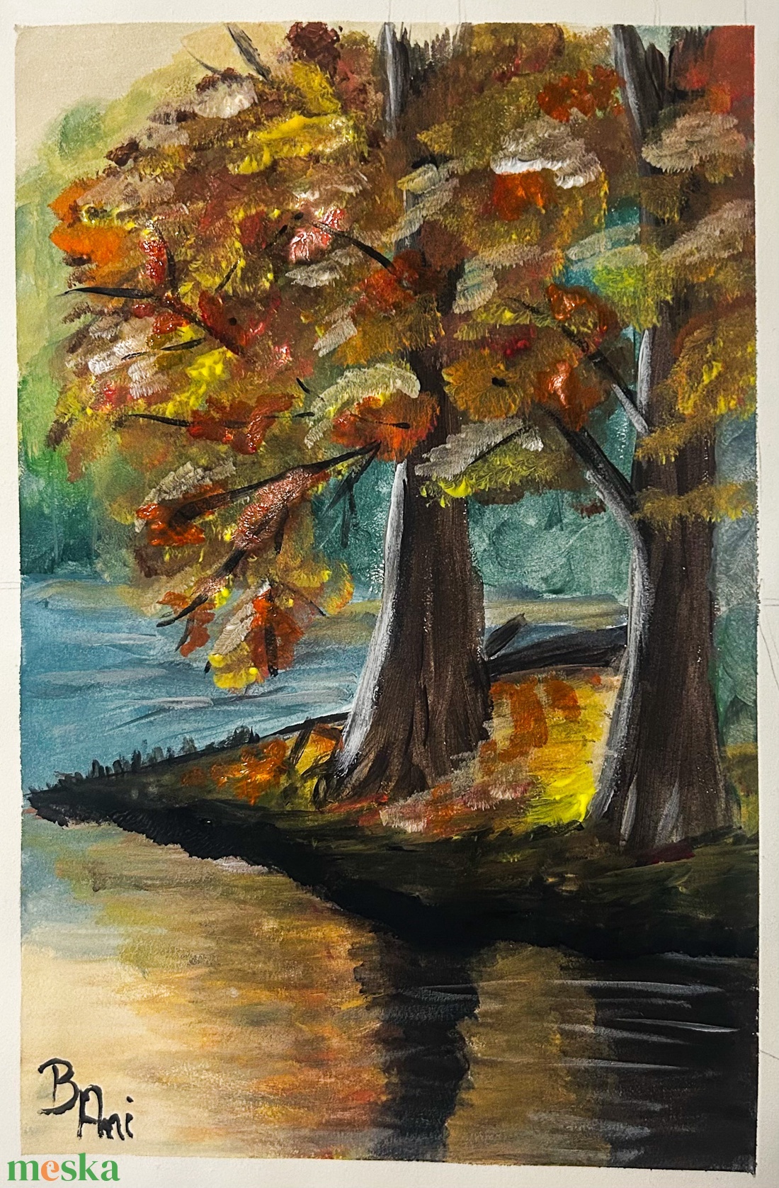 Őszi tükröződés - művészet - festmény - akril - Meska.hu