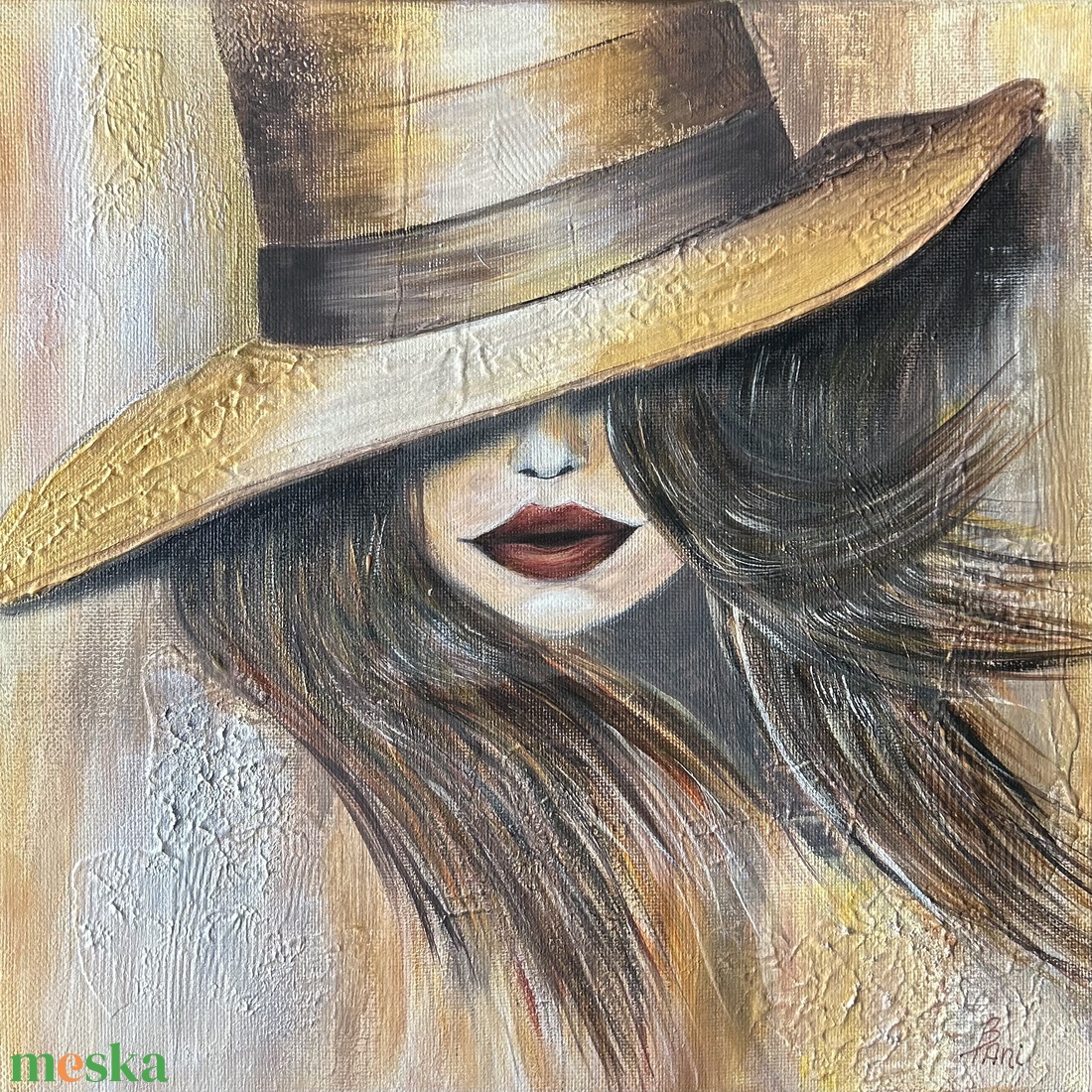 Arany titok � arannyal, gyöngyház fehérrel - művészet - festmény - akril - Meska.hu