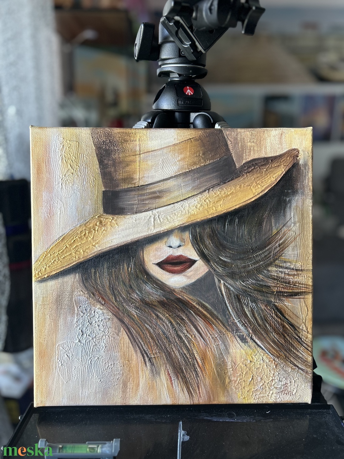 Arany titok � arannyal, gyöngyház fehérrel - művészet - festmény - akril - Meska.hu