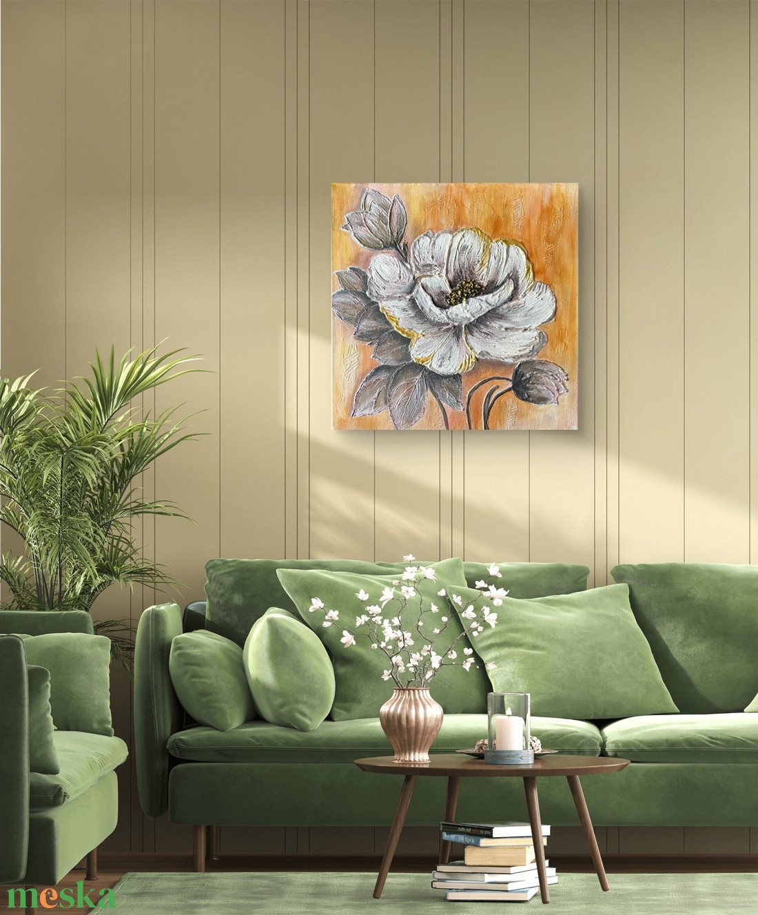 Arany érintés � 3D- textúra, arannyal, gyöngyház fehérrel - művészet - festmény - akril - Meska.hu