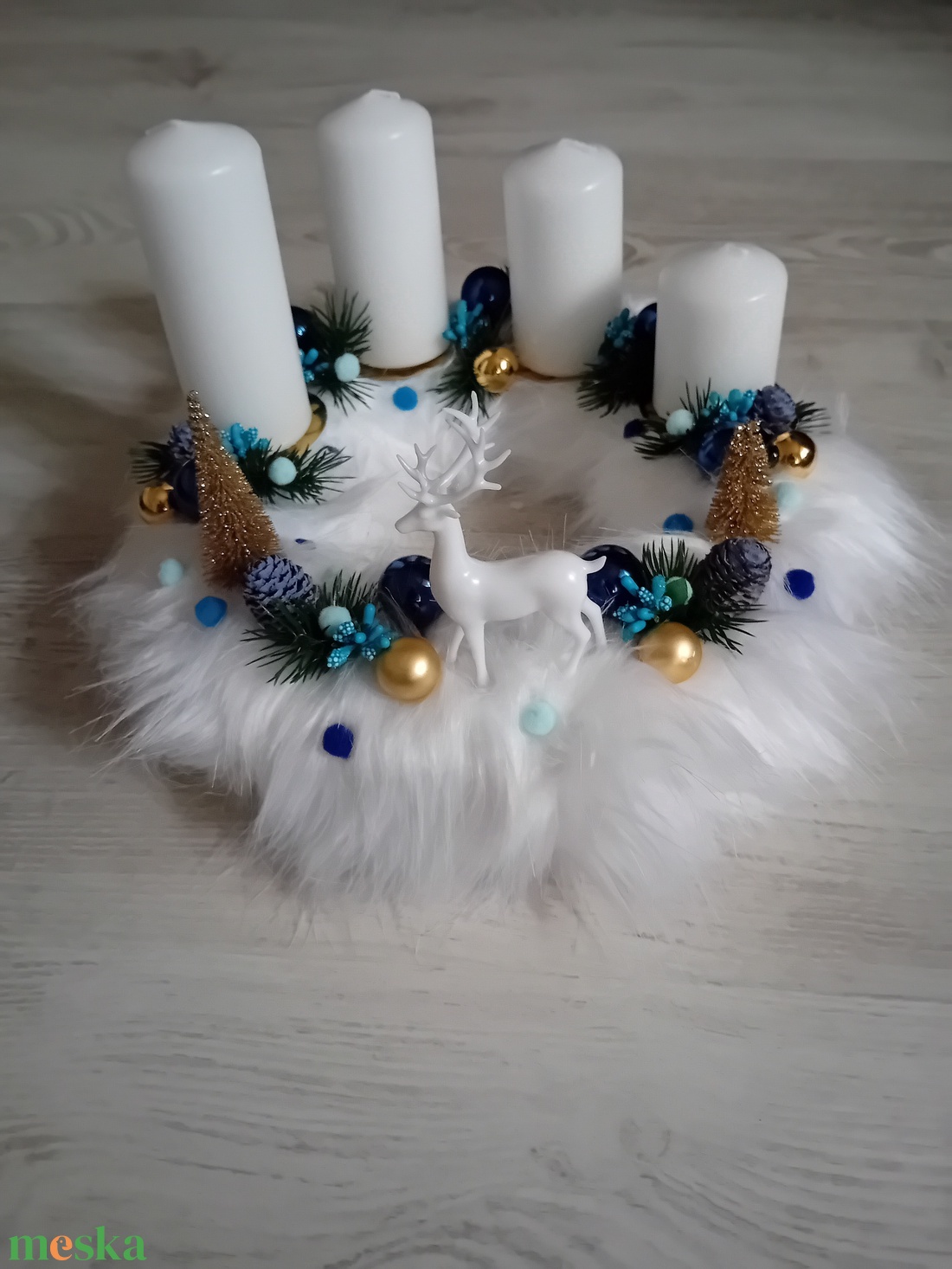 Szarvasos karácsonyi adventi koszorú - karácsony - adventi díszek - adventi asztaldísz - Meska.hu