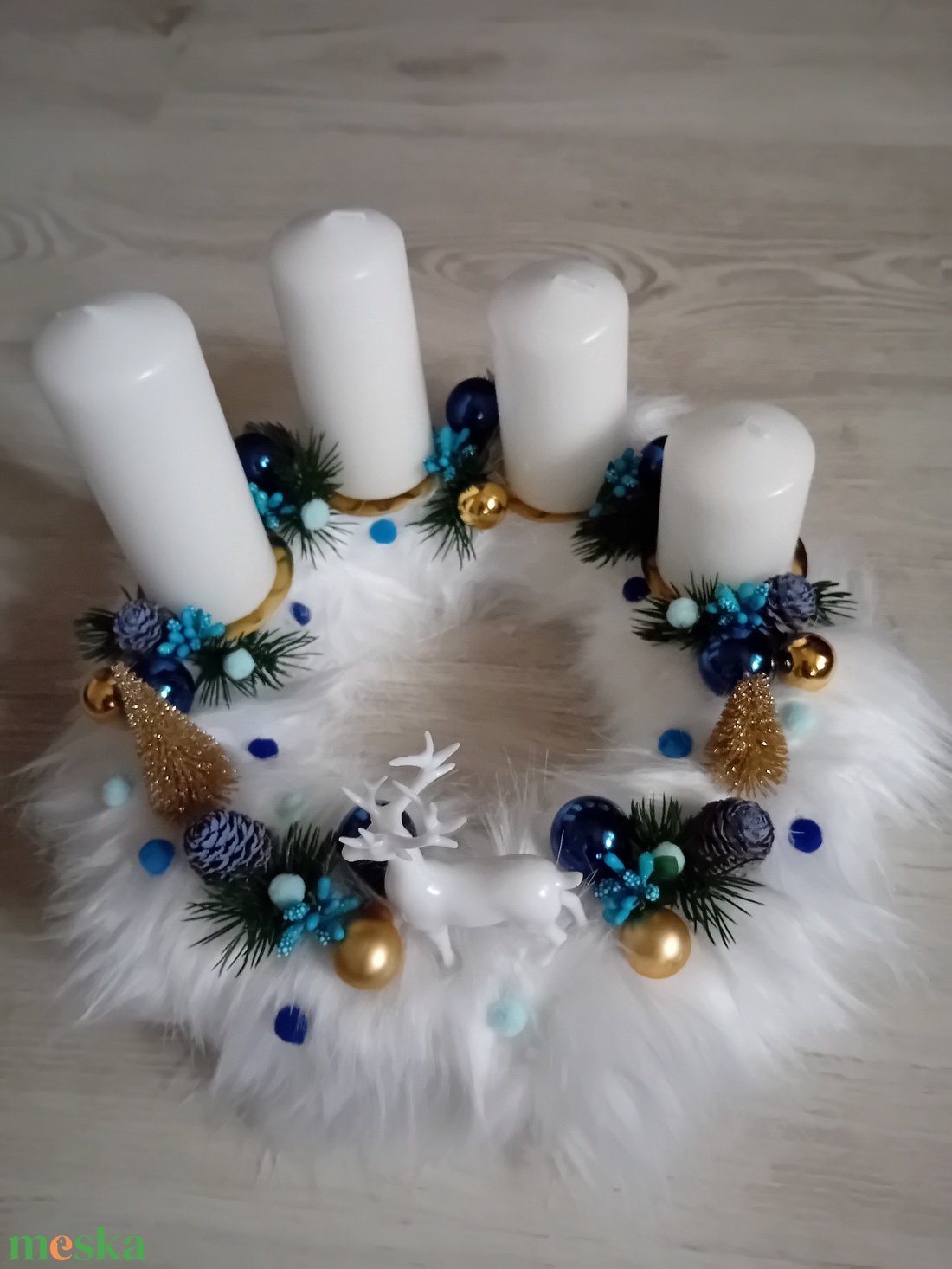 Szarvasos karácsonyi adventi koszorú - karácsony - adventi díszek - adventi asztaldísz - Meska.hu