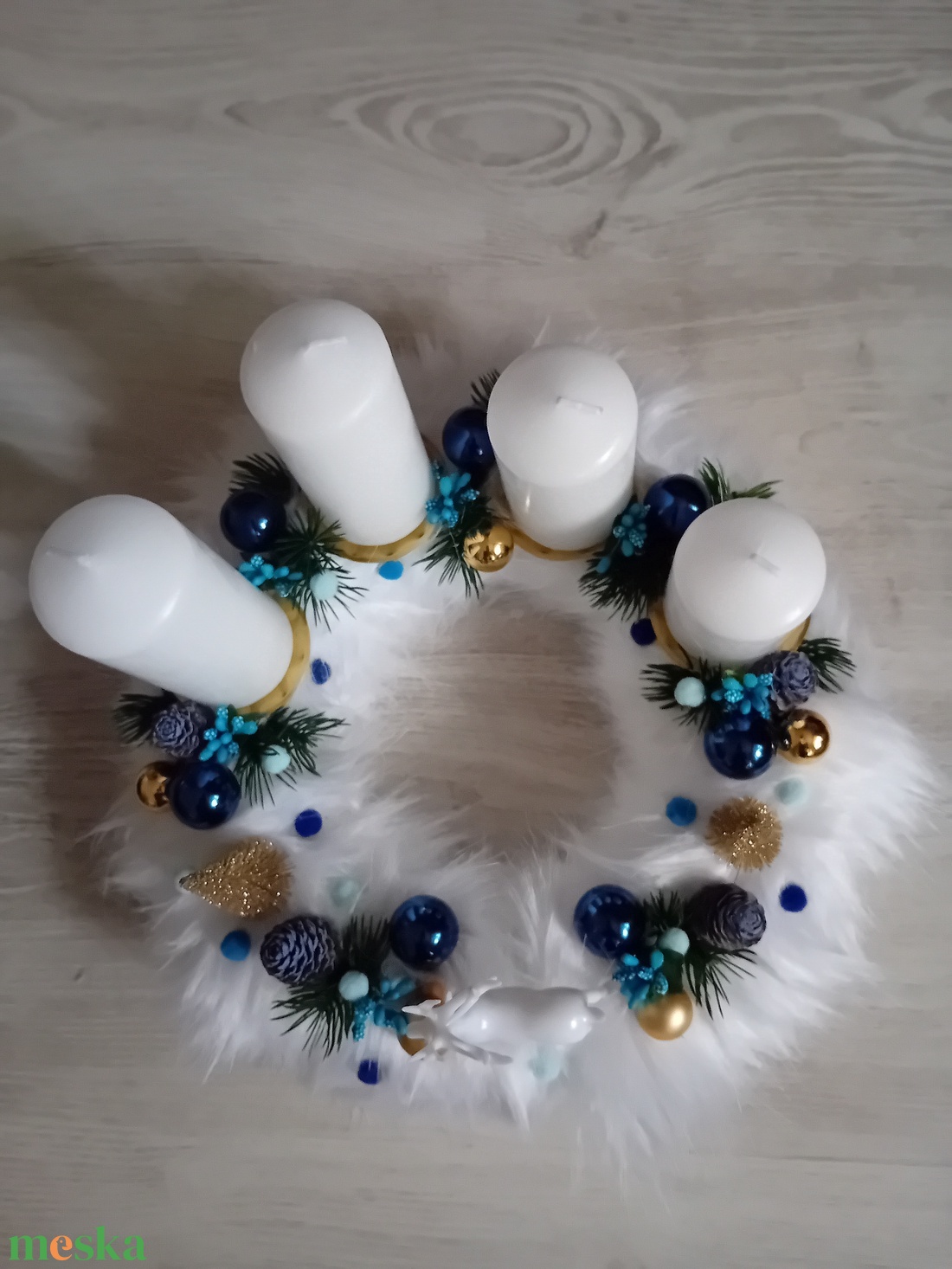 Szarvasos karácsonyi adventi koszorú - karácsony - adventi díszek - adventi asztaldísz - Meska.hu