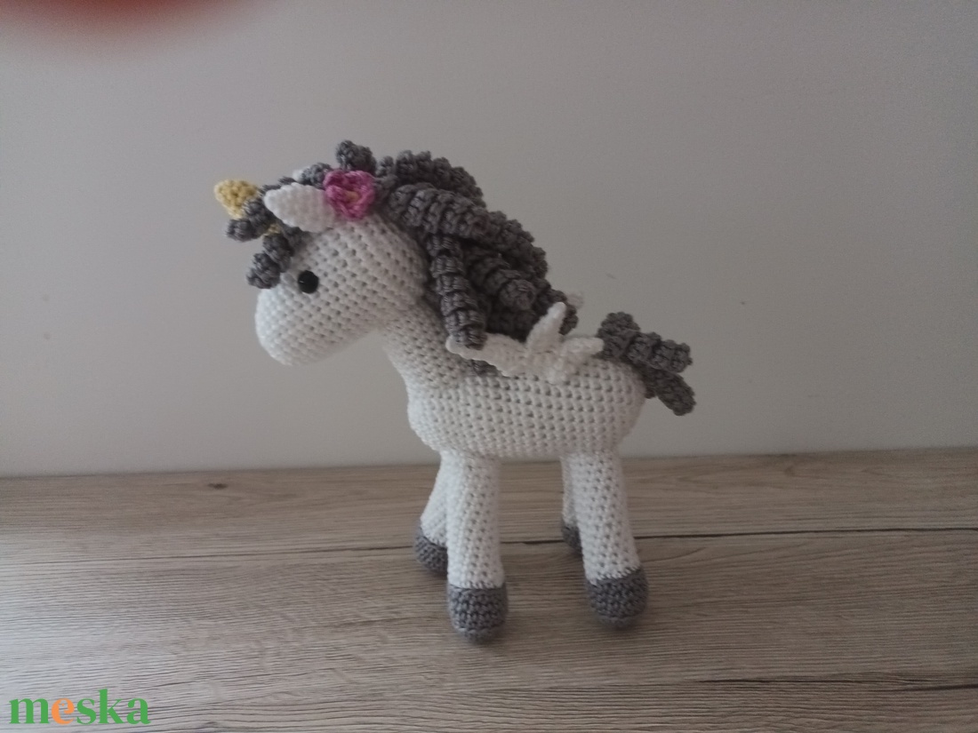 Amigurumi  Unikornis Ezüstös - játék & sport - plüssállat & játékfigura - unikornis - Meska.hu