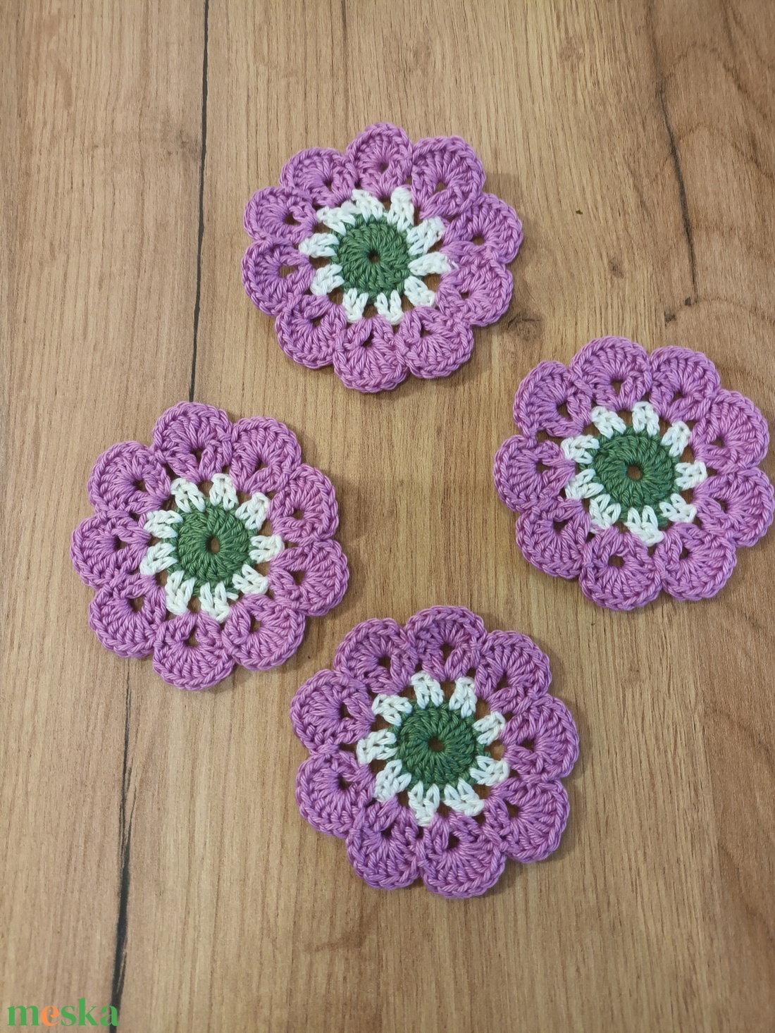 Rózsaszín virágos poháralátét - otthon & életmód - konyhafelszerelés, tálalás - tálalás - tányér- és poháralátét - Meska.hu