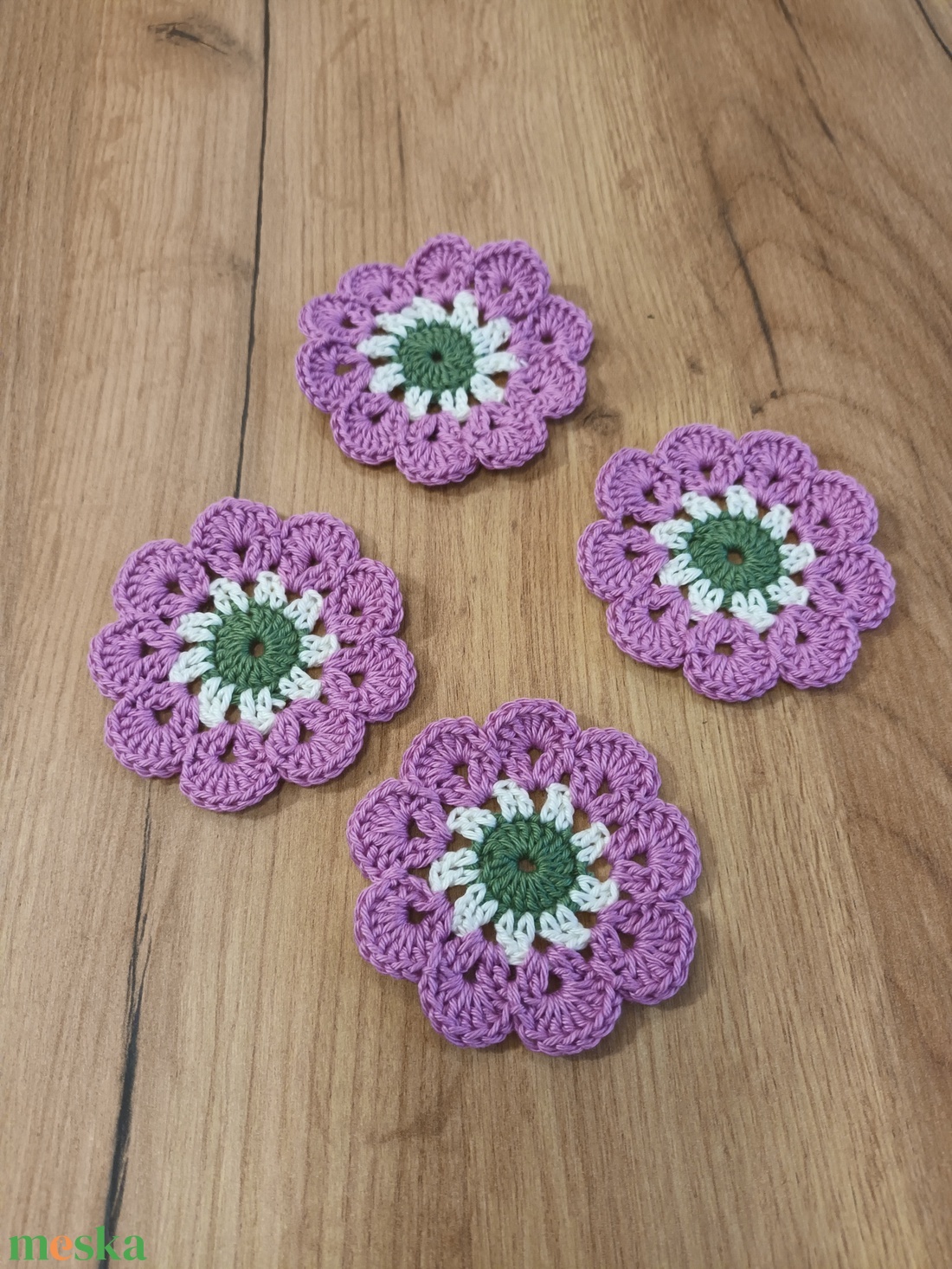 Rózsaszín virágos poháralátét - otthon & életmód - konyhafelszerelés, tálalás - tálalás - tányér- és poháralátét - Meska.hu