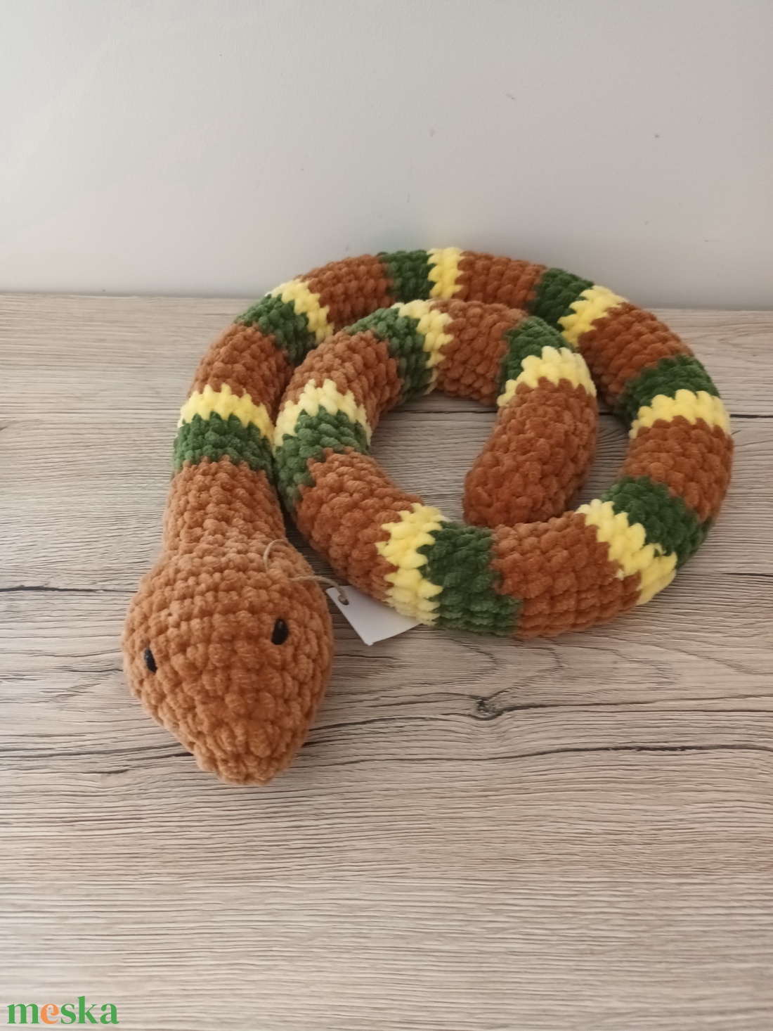 Amigurumi plüss kígyó: Barna - játék & sport - plüssállat & játékfigura - más figura - Meska.hu