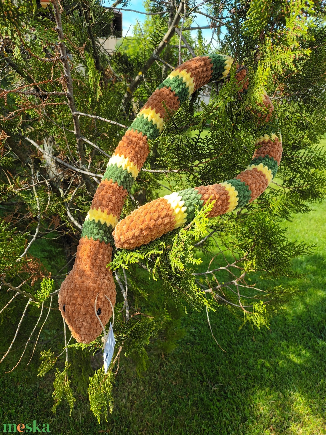 Amigurumi plüss kígyó: Barna - játék & sport - plüssállat & játékfigura - más figura - Meska.hu