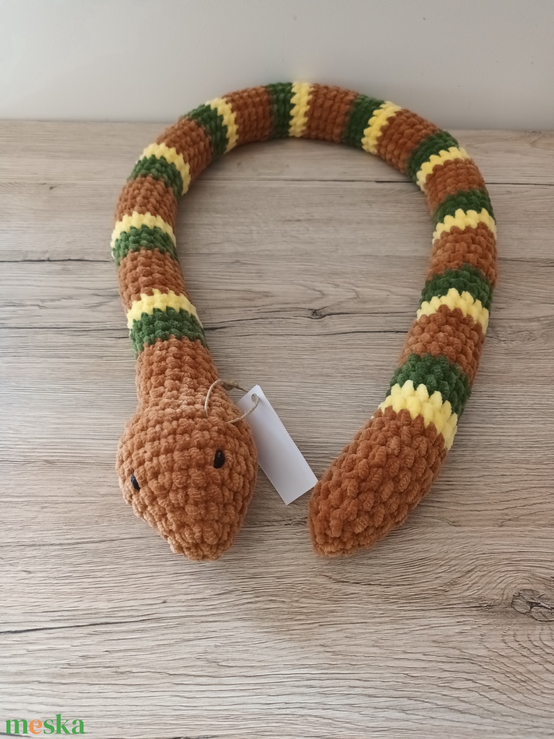 Amigurumi plüss kígyó: Barna - játék & sport - plüssállat & játékfigura - más figura - Meska.hu