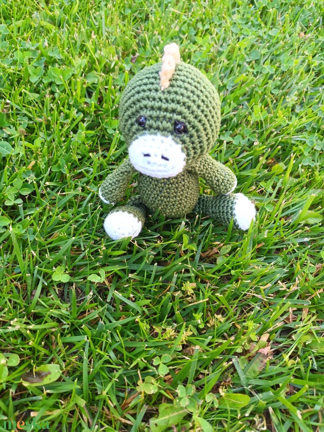 Zöldike, az amigurumi díno - játék & sport - plüssállat & játékfigura - plüss dínók - Meska.hu