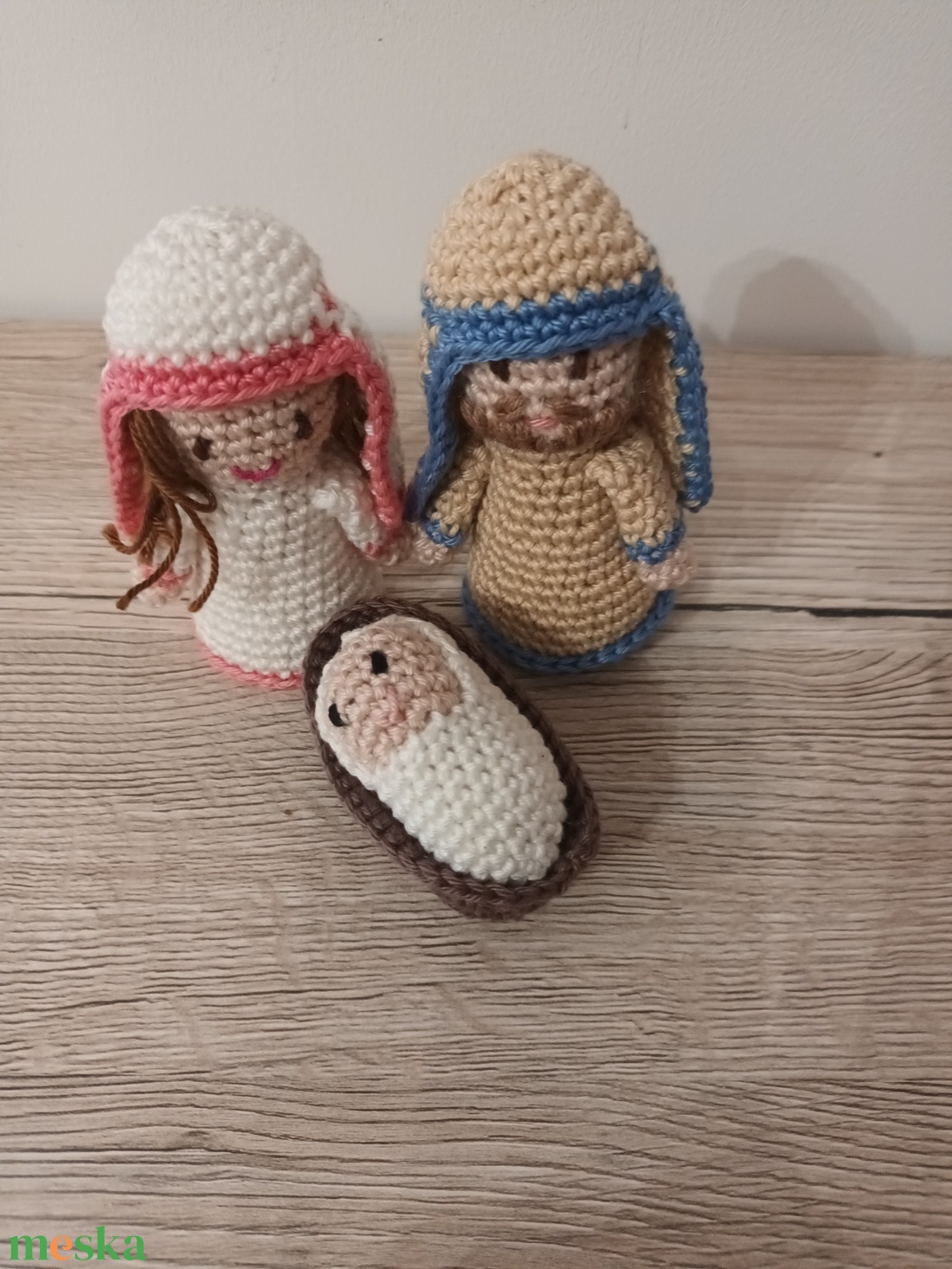 Amigurumi József, Mária és a kis Jézus - kellékek & szerszámok - dekorációs kellékek - figurák - Meska.hu