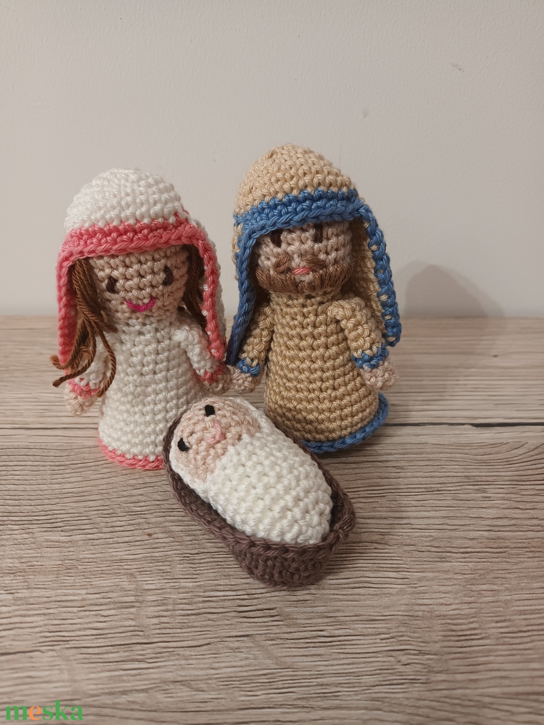 Amigurumi József, Mária és a kis Jézus - kellékek & szerszámok - dekorációs kellékek - figurák - Meska.hu