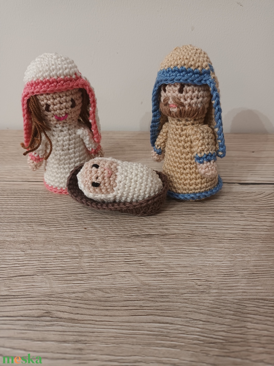 Amigurumi József, Mária és a kis Jézus - kellékek & szerszámok - dekorációs kellékek - figurák - Meska.hu