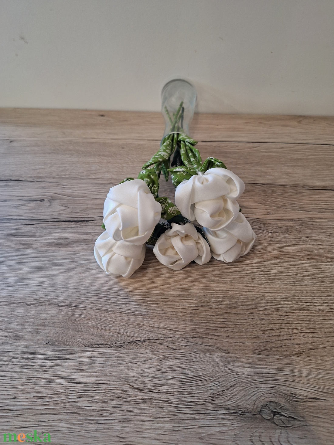 Fehér textil rózsák - otthon & életmód - dekoráció - dísztárgy - Meska.hu