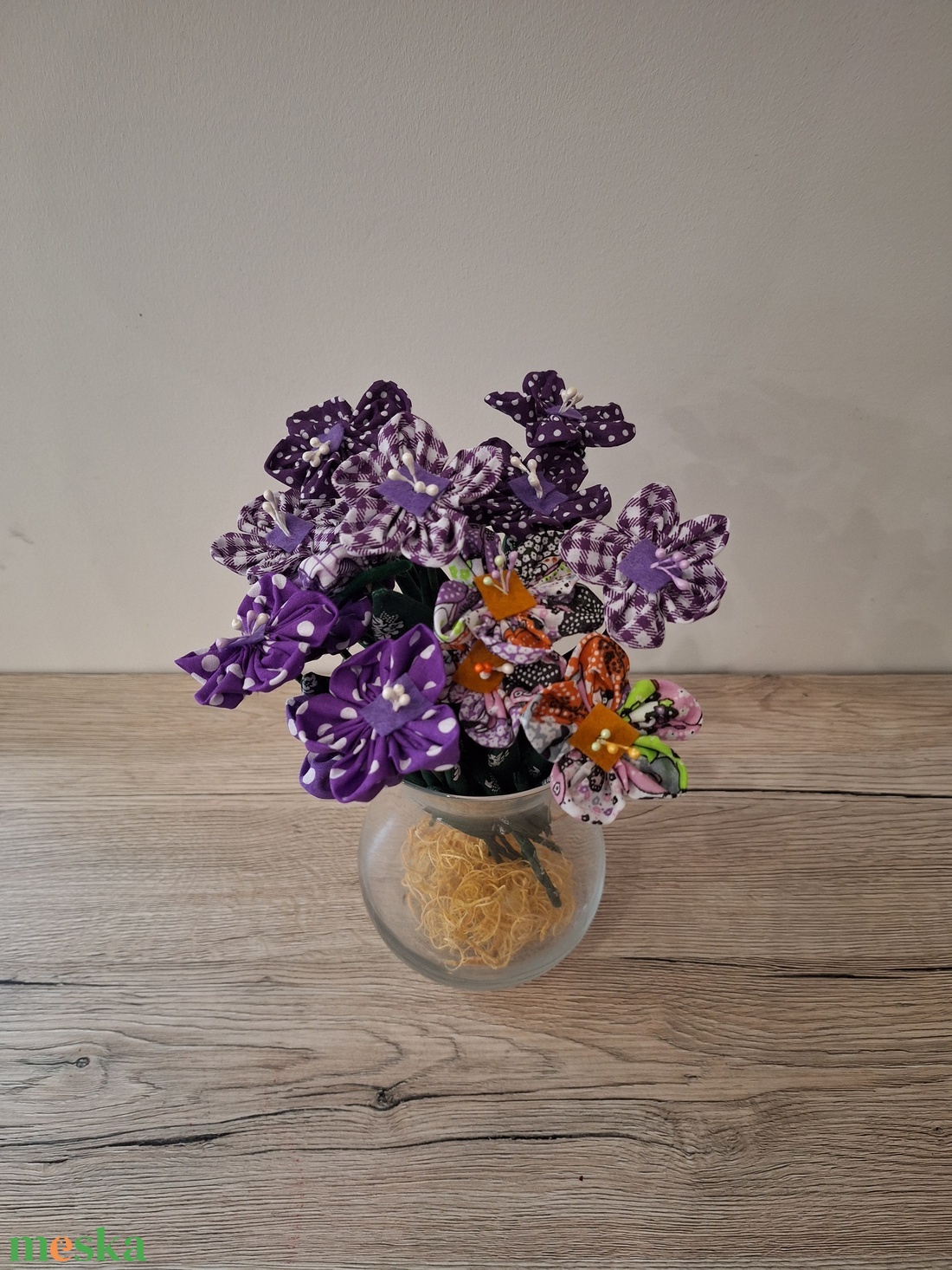 Lila árnyalatos nyári textil virágok - otthon & életmód - virágdekoráció - virágok - szálas virág - Meska.hu