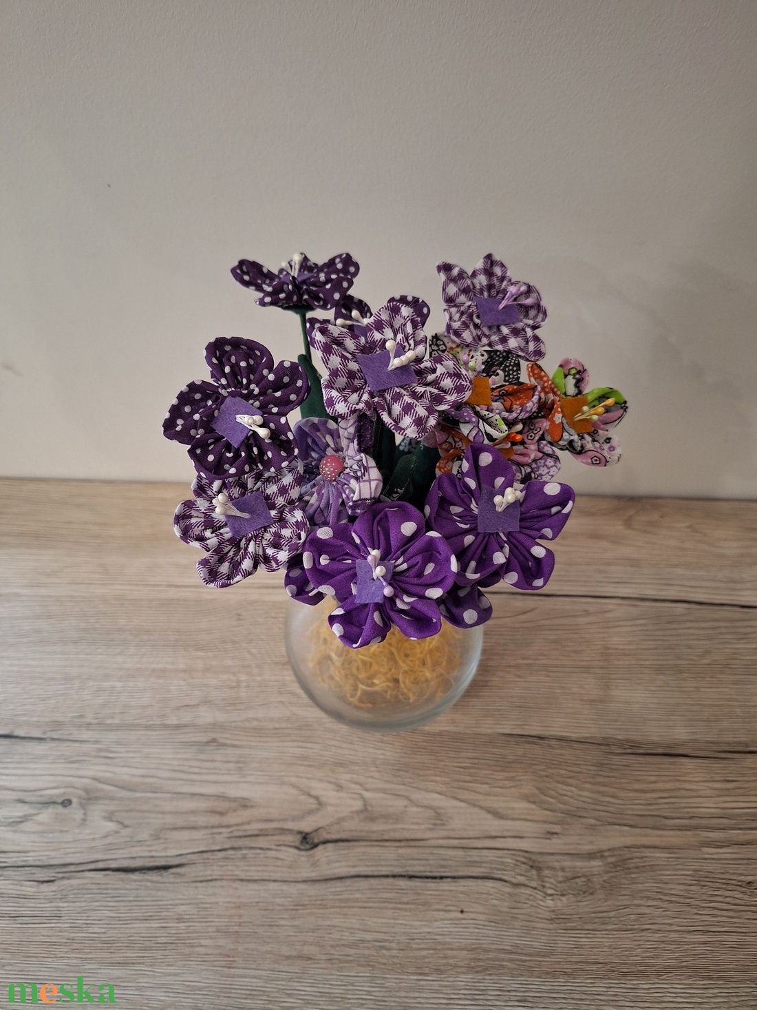 Lila árnyalatos nyári textil virágok - otthon & életmód - virágdekoráció - virágok - szálas virág - Meska.hu