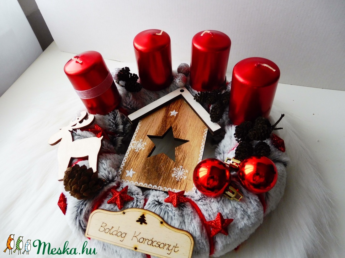 Szőrme adventi koszorú - - Meska.hu Szőrme adventi koszorú - - Meska.hu