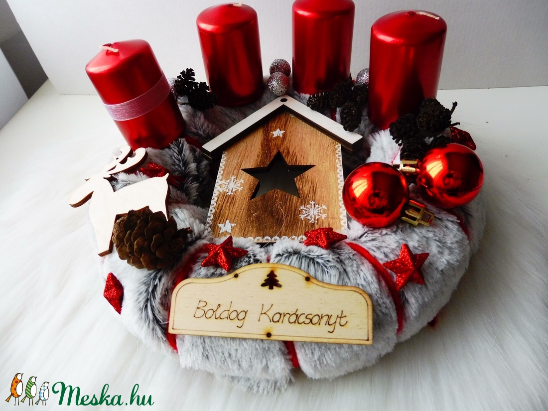 Szőrme adventi koszorú - - Meska.hu Szőrme adventi koszorú - - Meska.hu