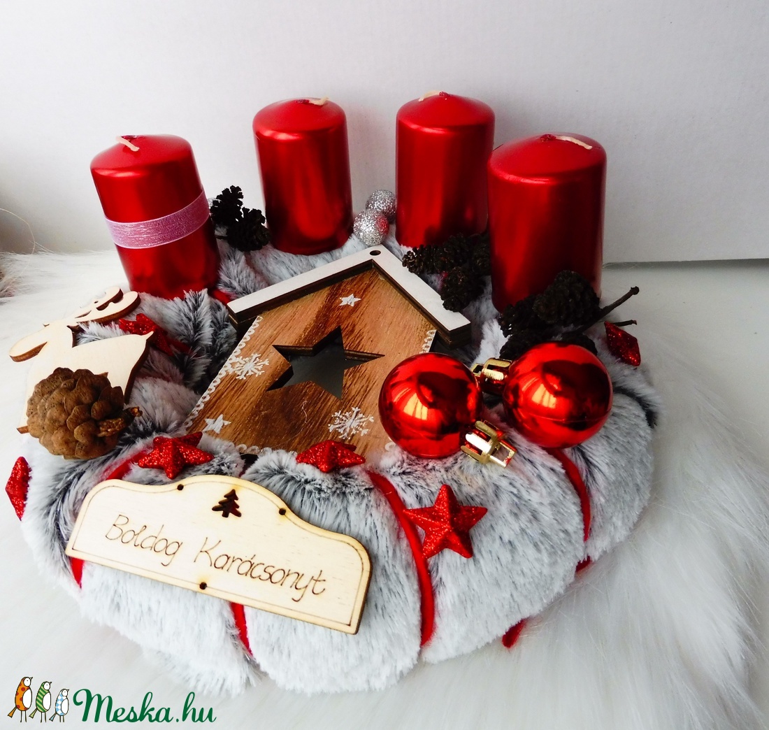 Szőrme adventi koszorú - - Meska.hu Szőrme adventi koszorú - - Meska.hu