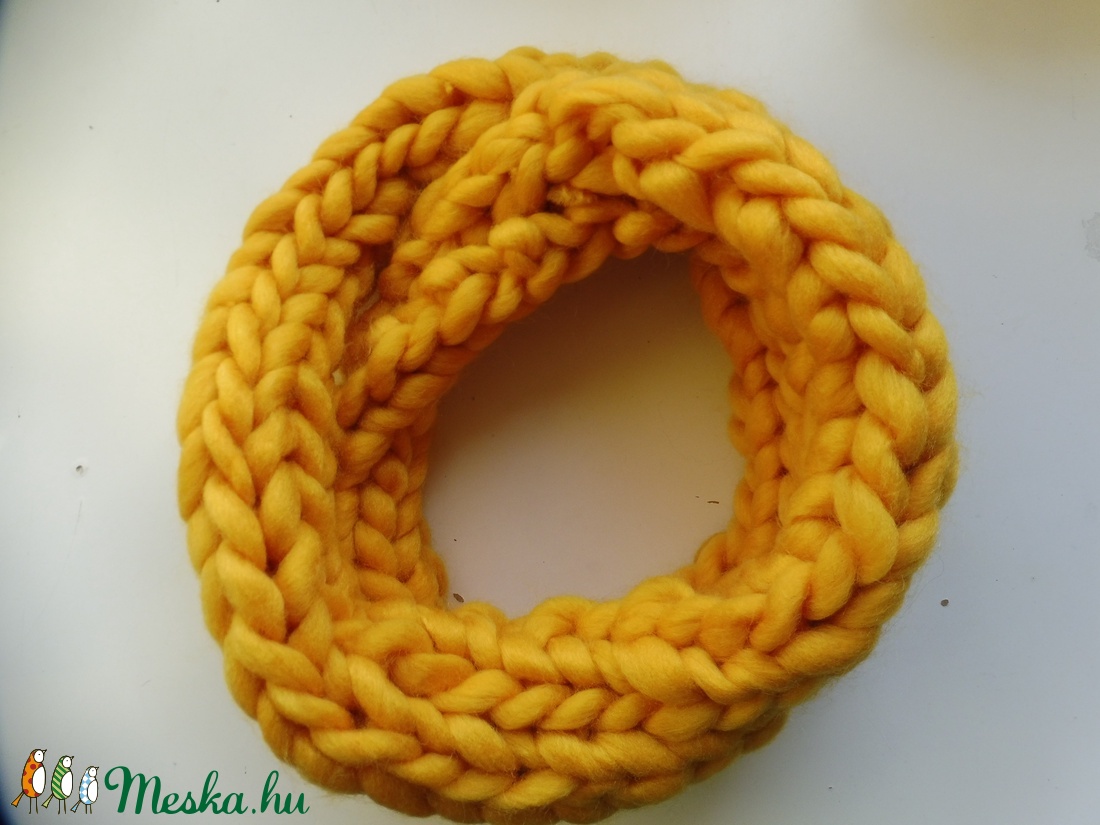 Sárga vastag kötött sál - ruha & divat - sál, sapka, kendő - sál - Meska.hu