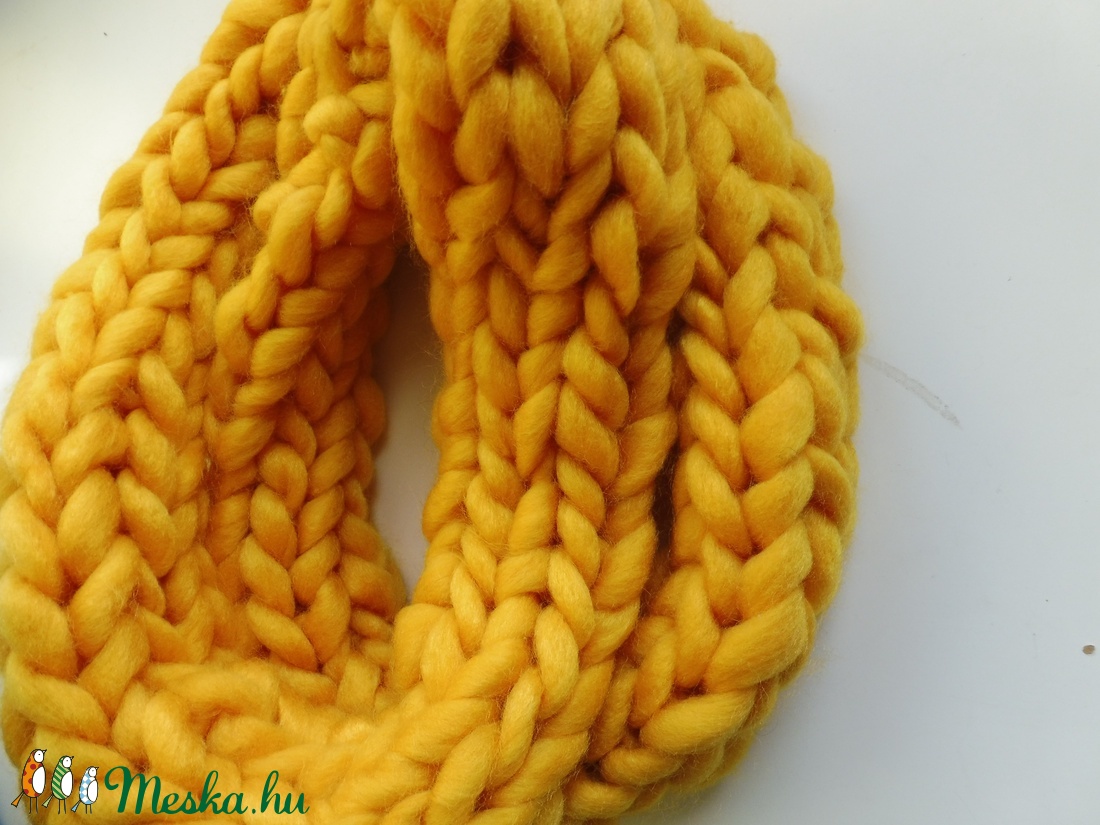 Sárga vastag kötött sál - ruha & divat - sál, sapka, kendő - sál - Meska.hu