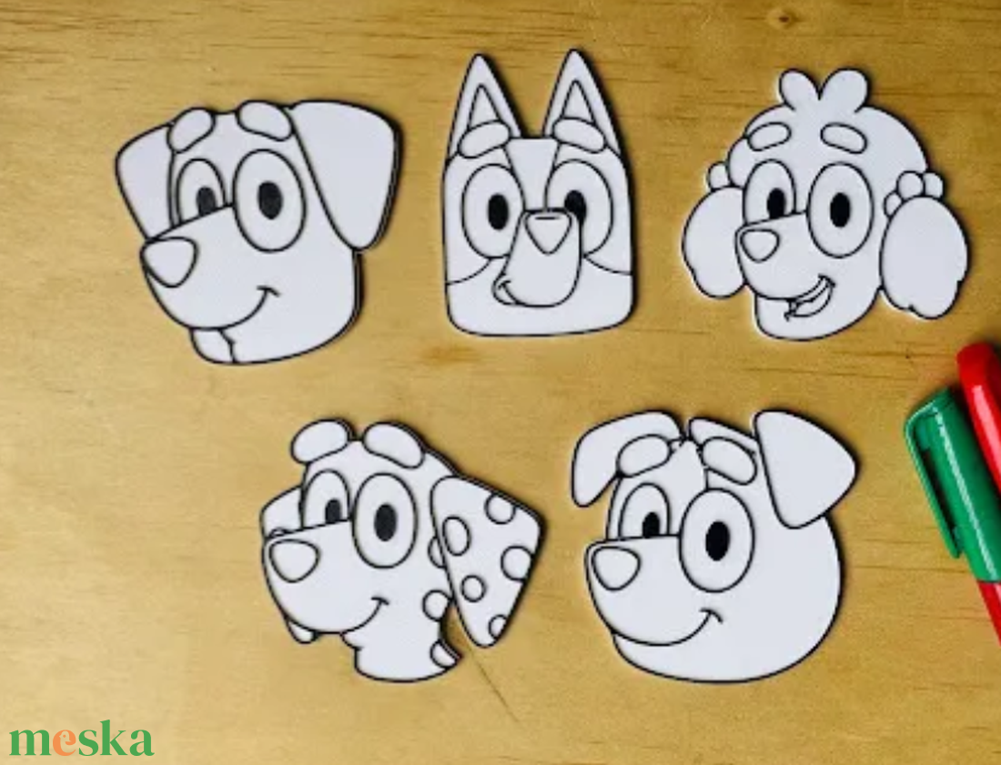 Bluey és Bingo színező 5db-os csomag - otthon & életmód - papír, írószer - színező - Meska.hu
