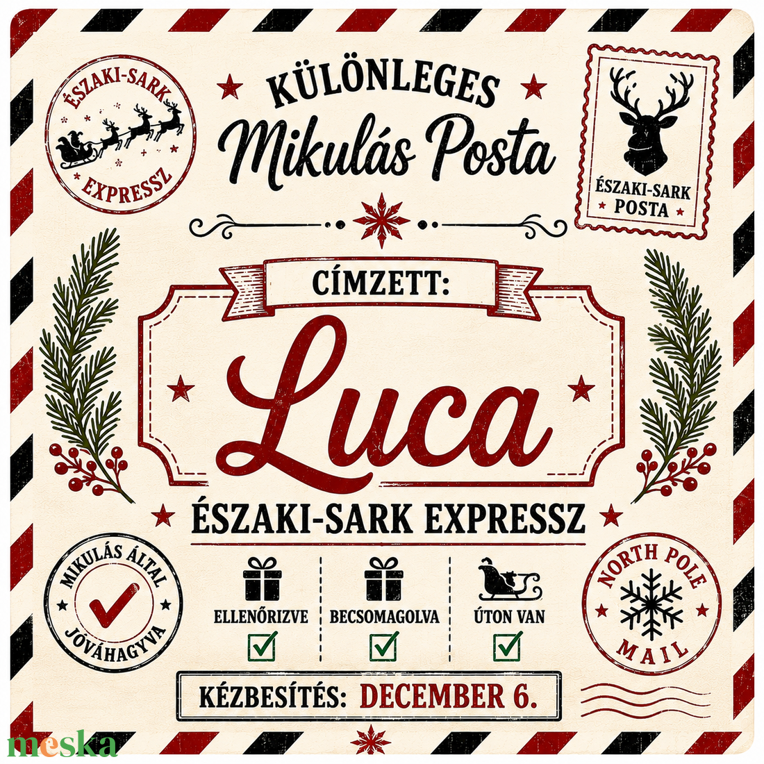 Névre szóló mikulás zsák  - karácsony - mikulás - mikulás zsák - Meska.hu