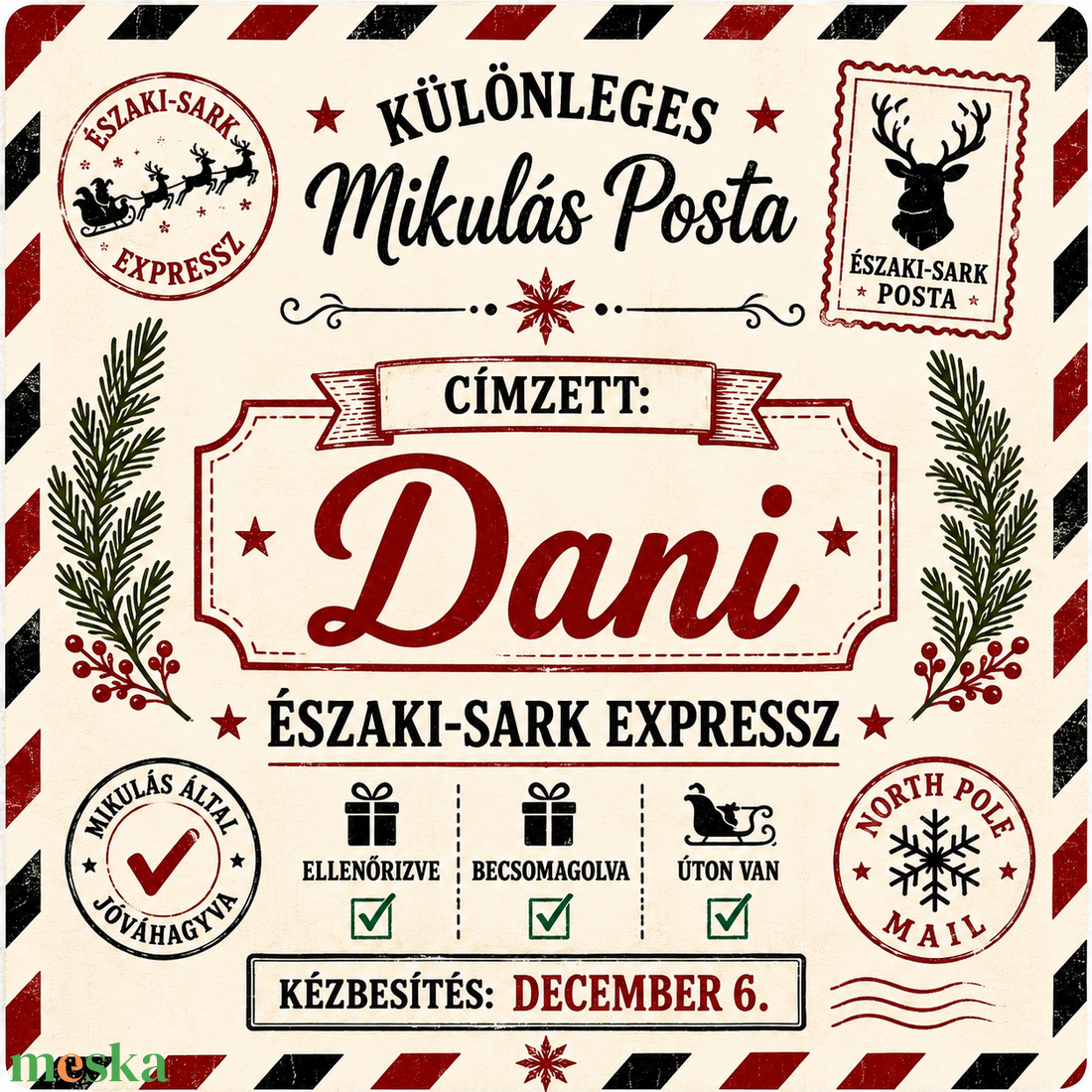 Névre szóló mikulás zsák  - karácsony - mikulás - mikulás zsák - Meska.hu