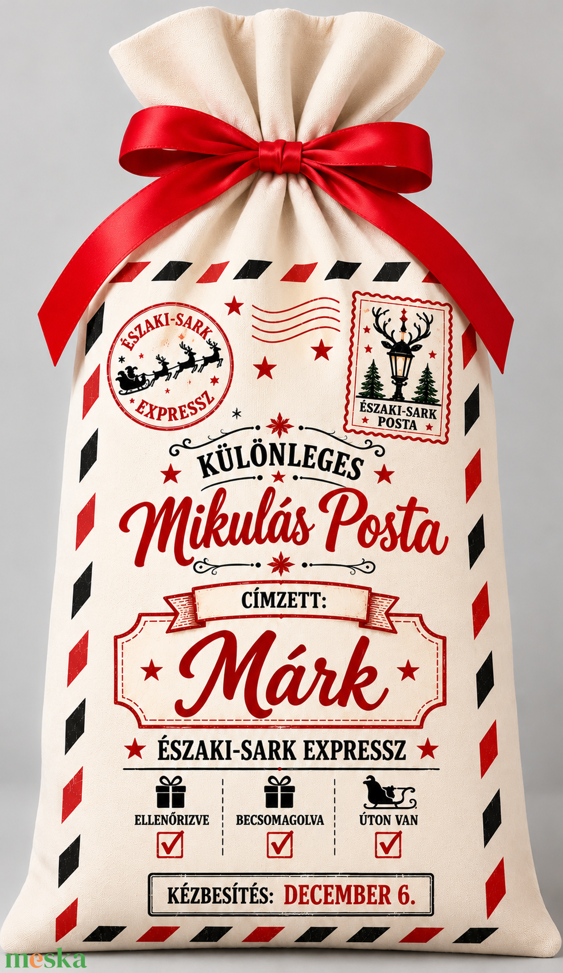 Névre szóló mikulás zsák  - karácsony - mikulás - mikulás zsák - Meska.hu