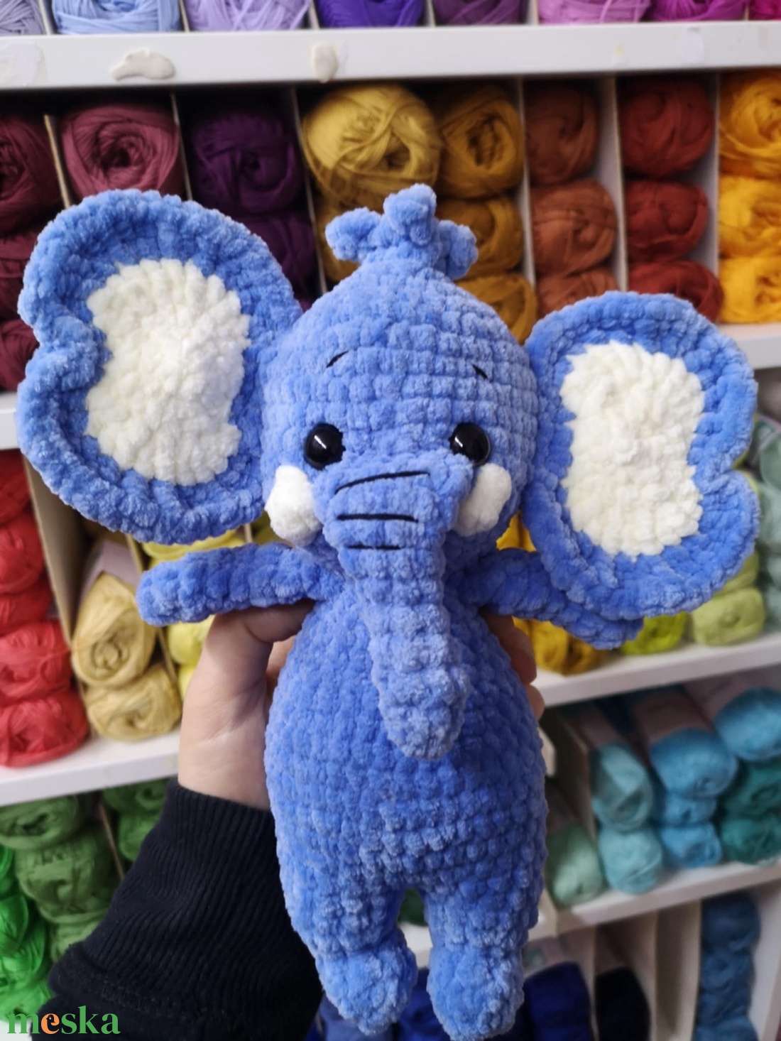 Horgolt kék elefánt - játék & sport - plüssállat & játékfigura - elefánt - Meska.hu
