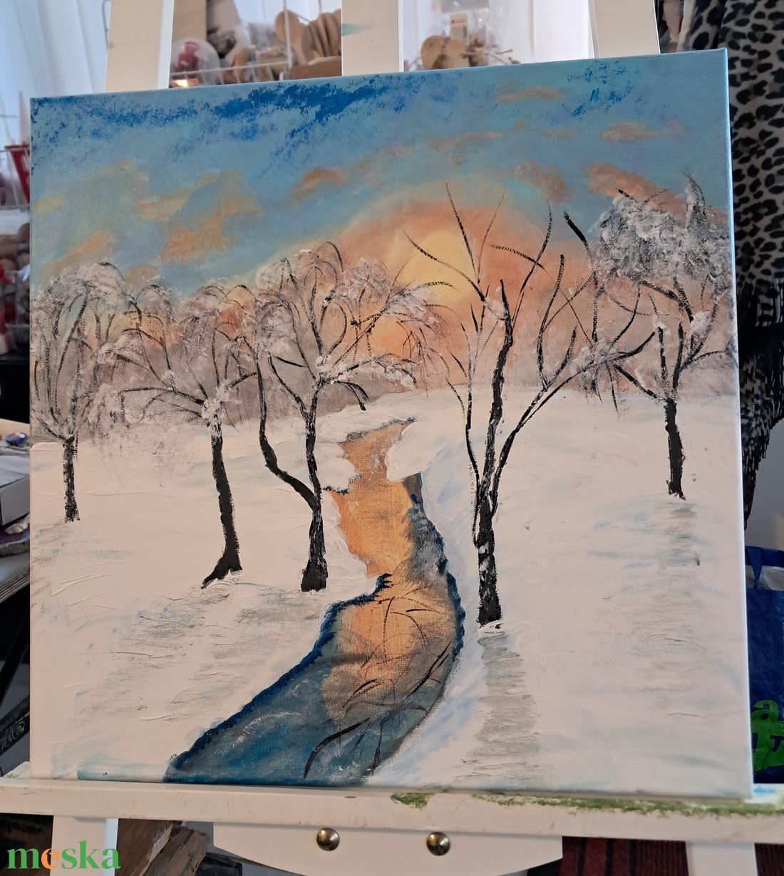 Téli havas táj akril kép - otthon & életmód - dekoráció - kép & falikép - vászonkép - Meska.hu