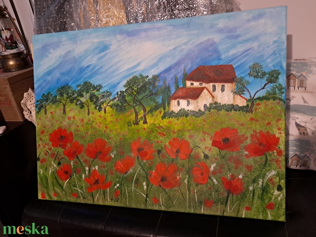 Pipacsos  mező akril - otthon & életmód - dekoráció - kép & falikép - vászonkép - Meska.hu