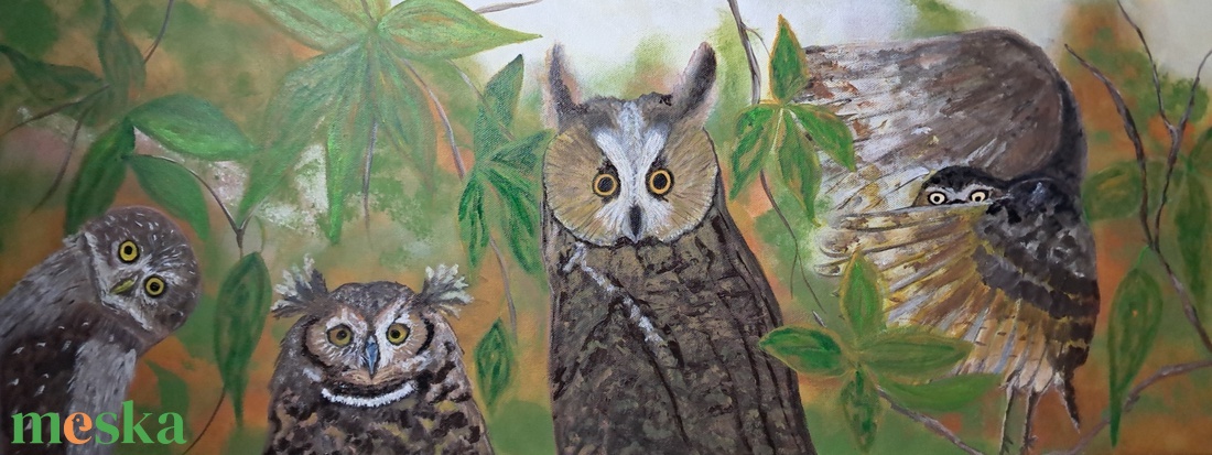   Baglyok  madaras akril kép  - otthon & életmód - dekoráció - kép & falikép - vászonkép - Meska.hu