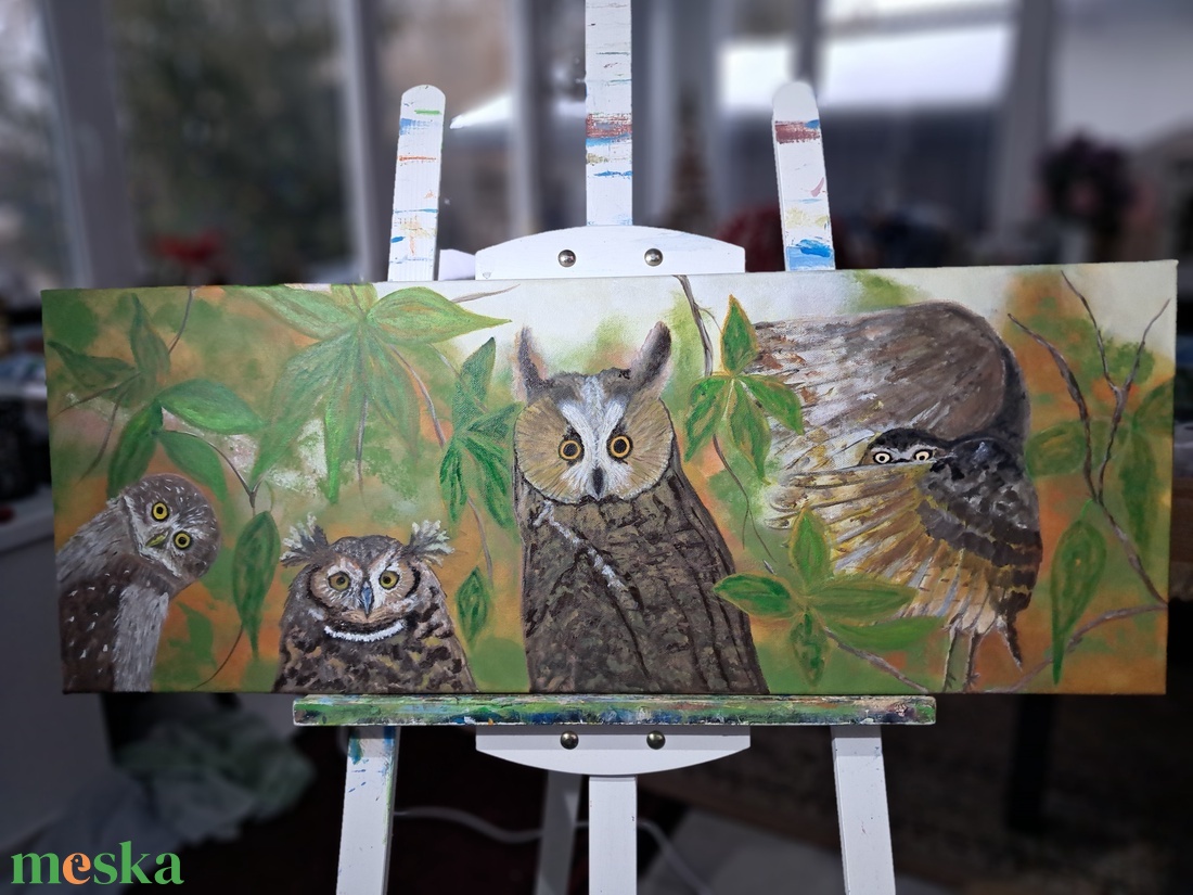   Baglyok  madaras akril kép  - otthon & életmód - dekoráció - kép & falikép - vászonkép - Meska.hu