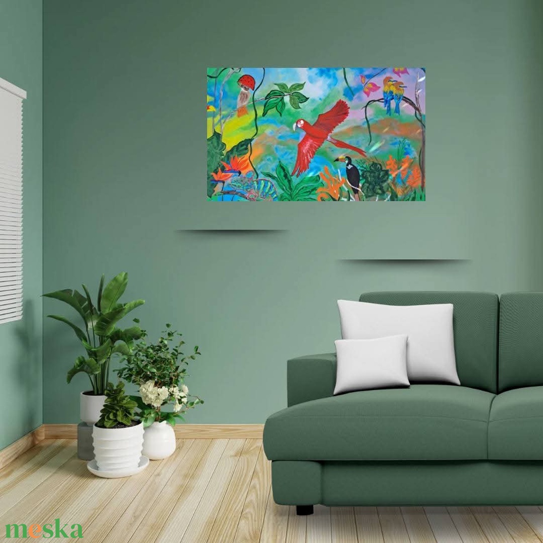 Dzsungel színes élete akril kép  - otthon & életmód - dekoráció - kép & falikép - vászonkép - Meska.hu