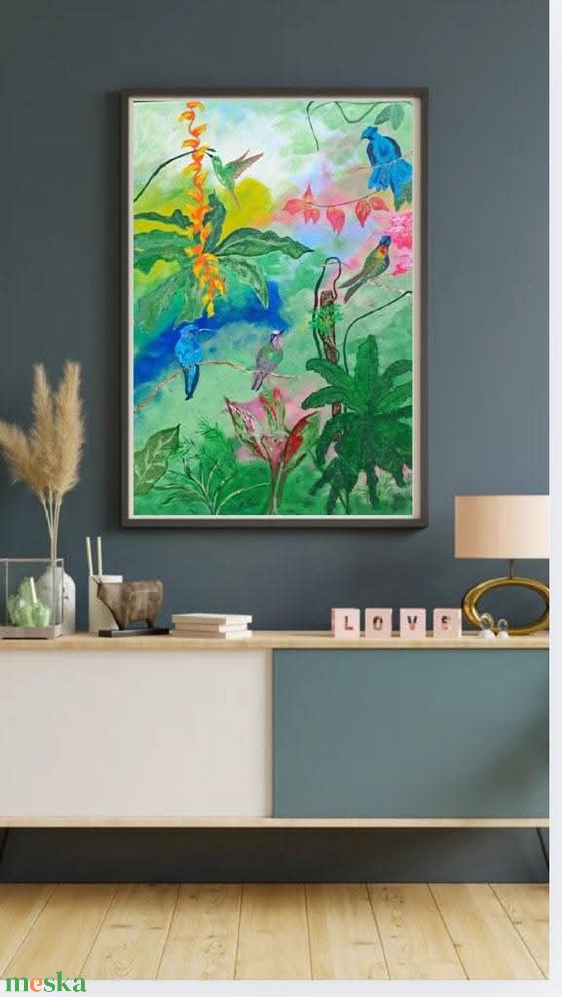 Színes kolibri madarak akril kép  - otthon & életmód - dekoráció - kép & falikép - vászonkép - Meska.hu