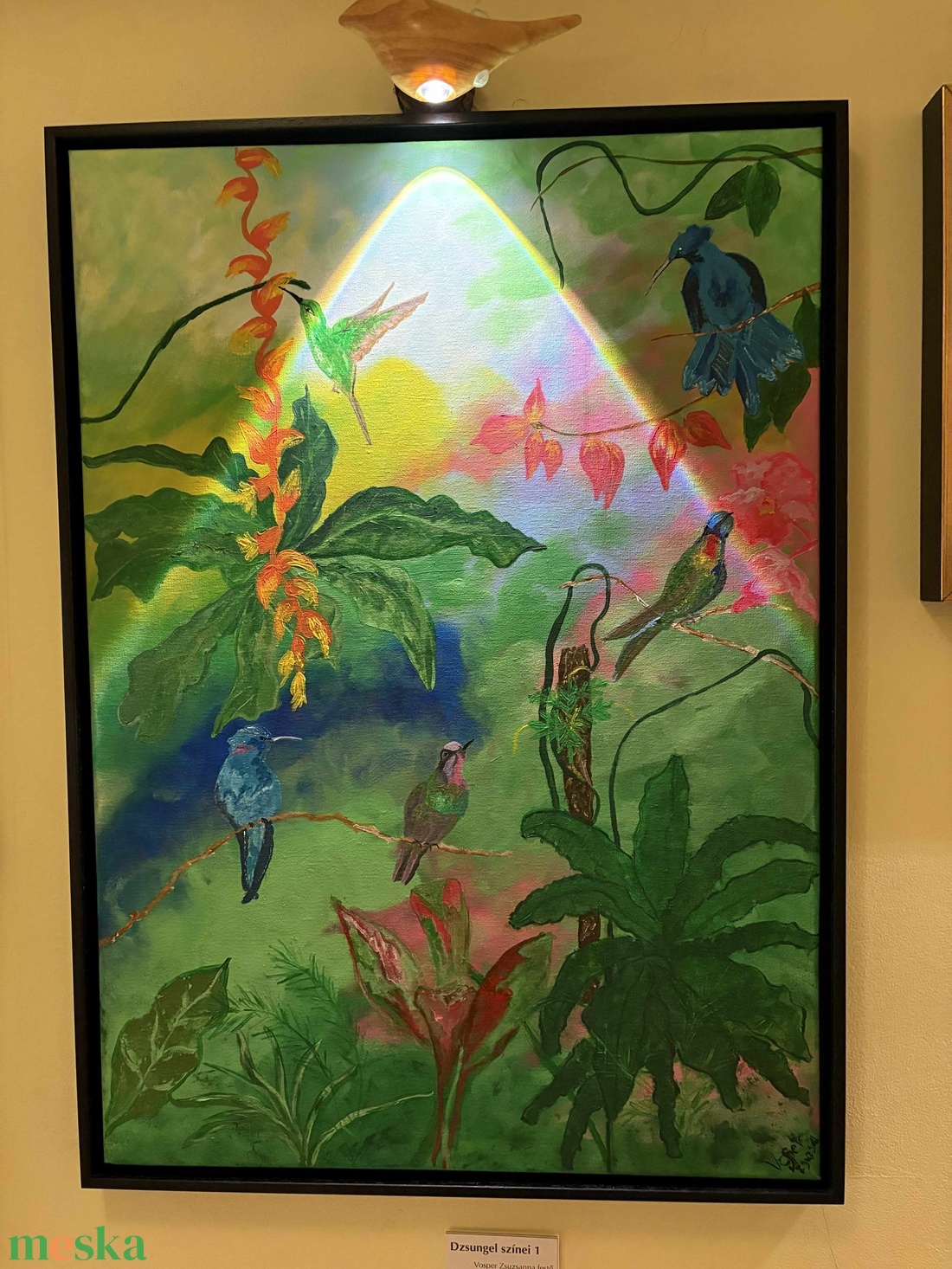 Színes kolibri madarak akril kép  - otthon & életmód - dekoráció - kép & falikép - vászonkép - Meska.hu