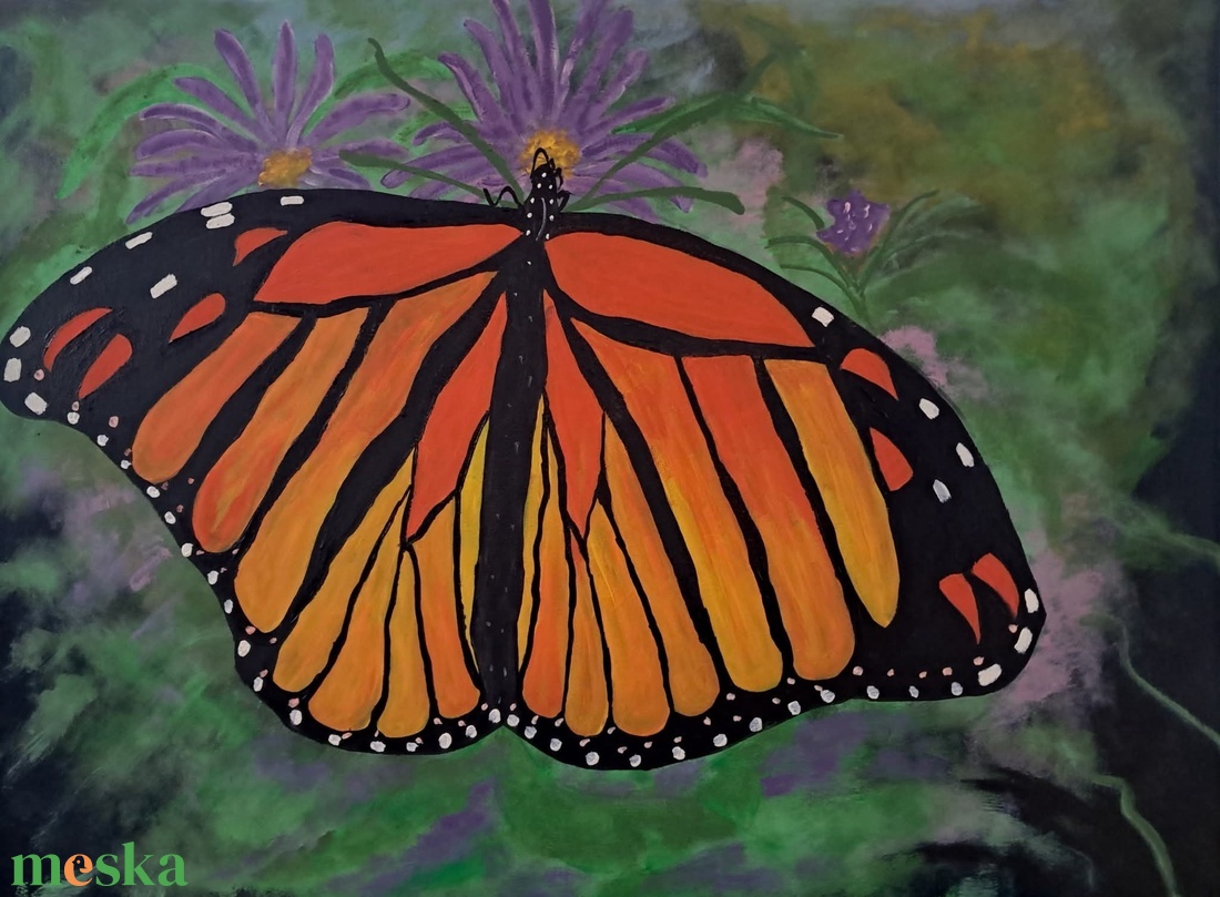 Színes pillangó akril kép  - otthon & életmód - dekoráció - kép & falikép - vászonkép - Meska.hu