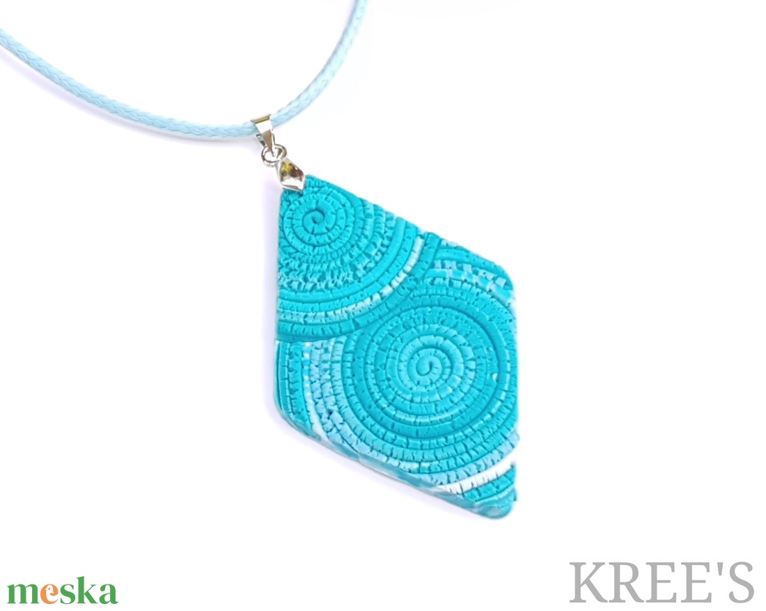 Kék spirál, ékszergyurma nyaklánc  - ékszer - nyaklánc - medálos nyaklánc - Meska.hu