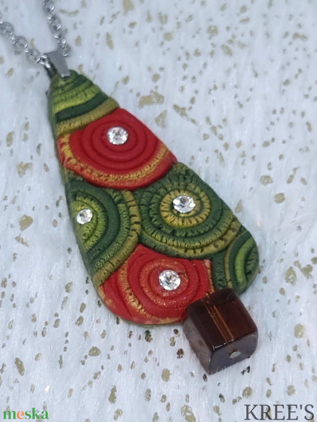 Karácsonyi ékszergyurma nyaklánc  - ékszer - nyaklánc - medálos nyaklánc - Meska.hu