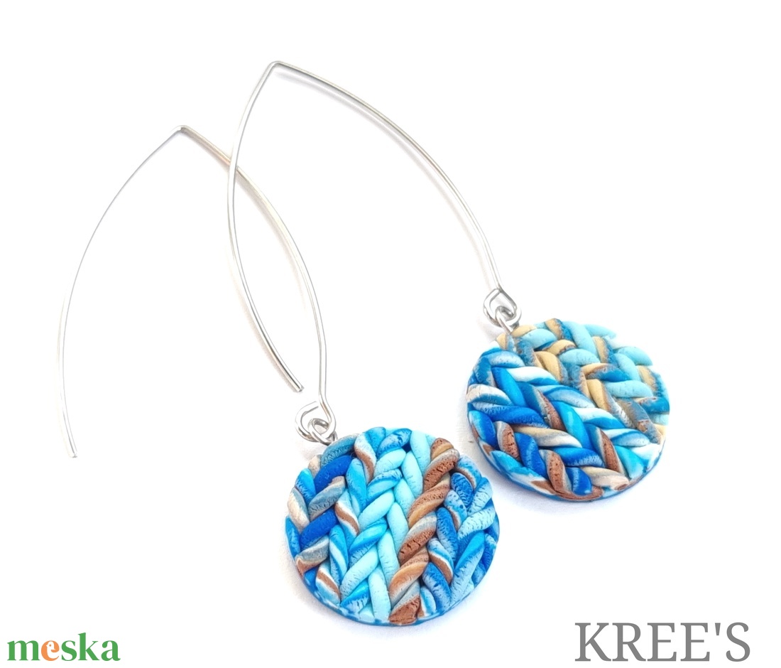 Kötött mintás fülbevaló  - ékszer - fülbevaló - lógó fülbevaló - Meska.hu