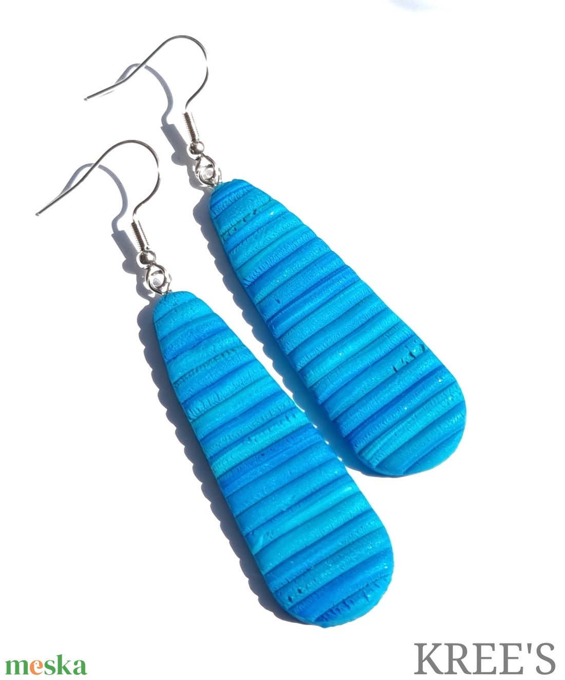 Tengerkék hosszú fülbevaló - ékszer - fülbevaló - lógó fülbevaló - Meska.hu