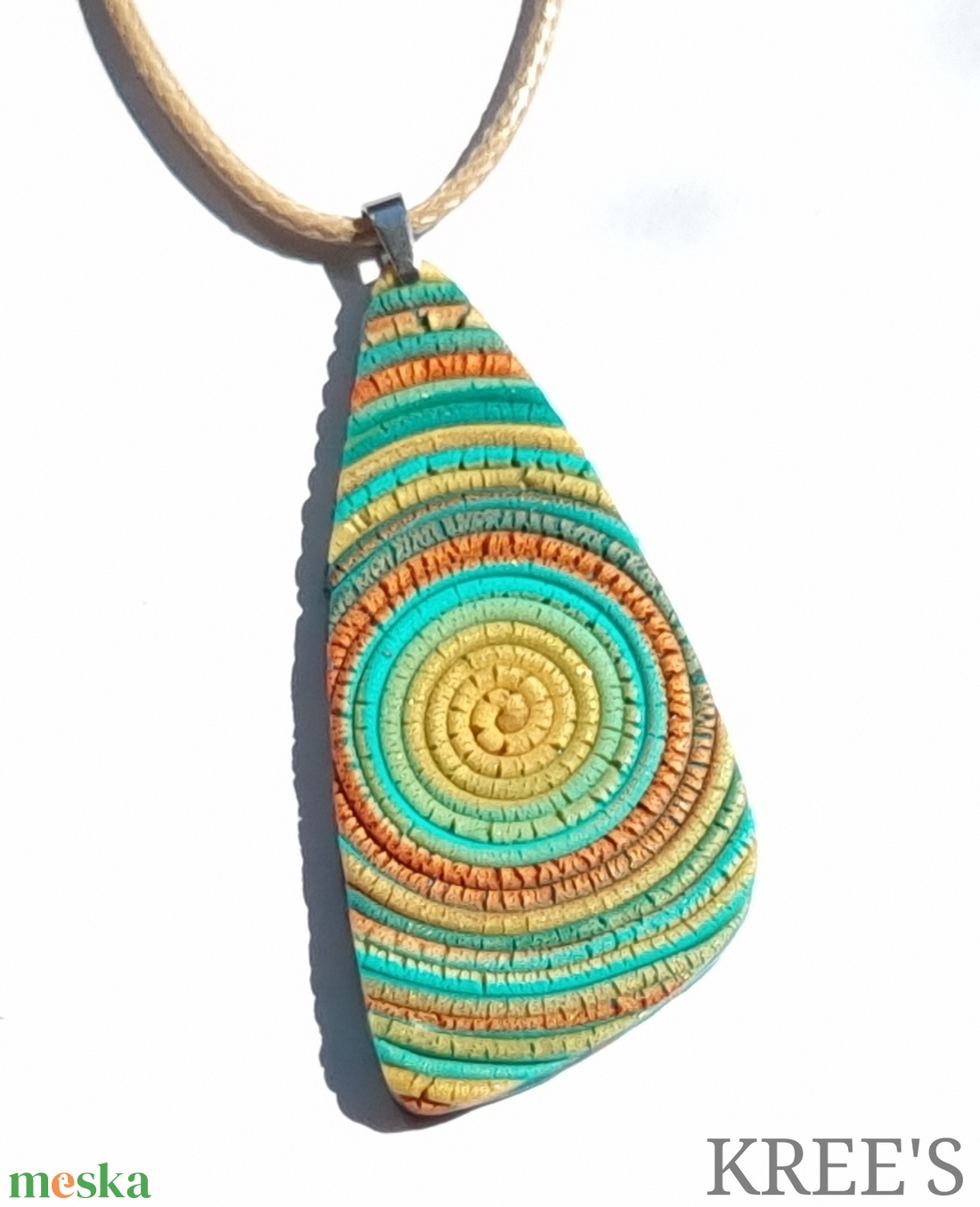 Türkiz-barna spirál, ékszergyurma nyaklánc  - ékszer - nyaklánc - medálos nyaklánc - Meska.hu