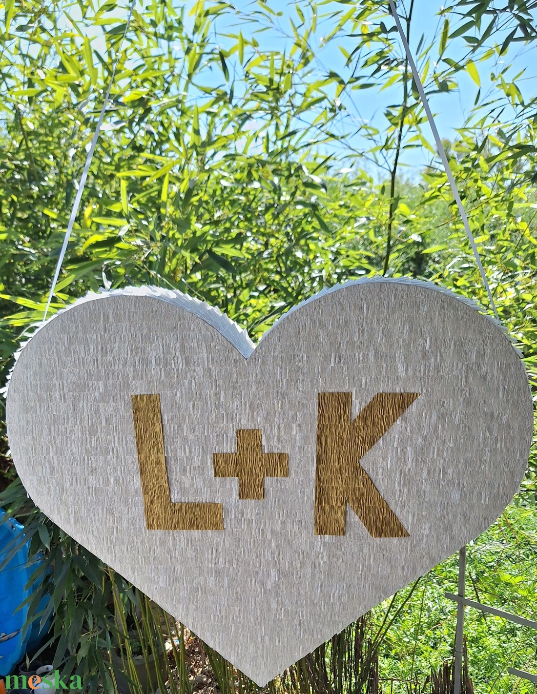 Esküvői szív pinyáta (pinata)az ifjú pár monogramjaival - esküvő - dekoráció - helyszíni dekor - Meska.hu Esküvői szív pinyáta (pinata)az ifjú pár monogramjaival - esküvő - dekoráció - helyszíni dekor - Meska.hu