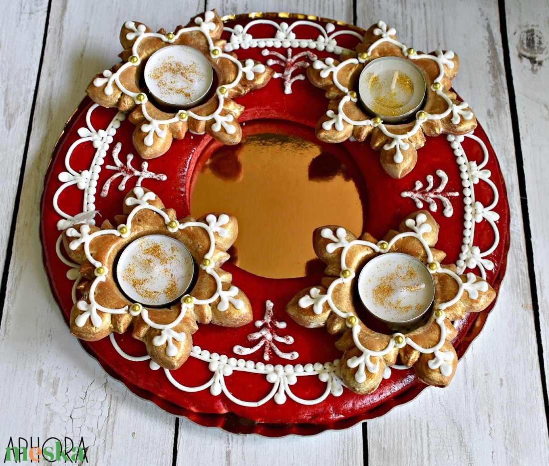 Arany csillámos mézeskalács koszorú - élelmiszer - édesség - mézeskalács - Meska.hu