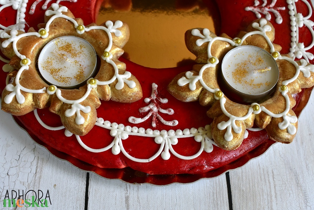 Arany csillámos mézeskalács koszorú - élelmiszer - édesség - mézeskalács - Meska.hu