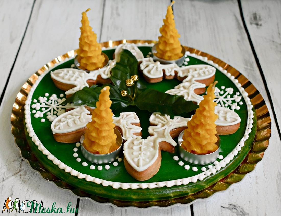 Mézeskalács adventi koszorú méhviasz gyertyával  - karácsony - Meska.hu