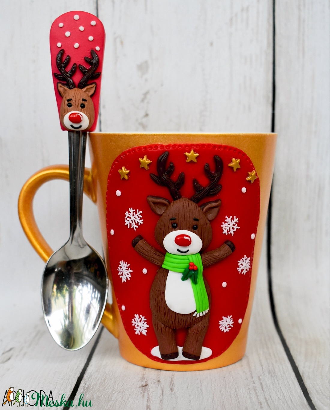 Rénszarvasos karácsonyi süthető gyurma bögre - otthon & életmód - konyhafelszerelés, tálalás - Meska.hu
